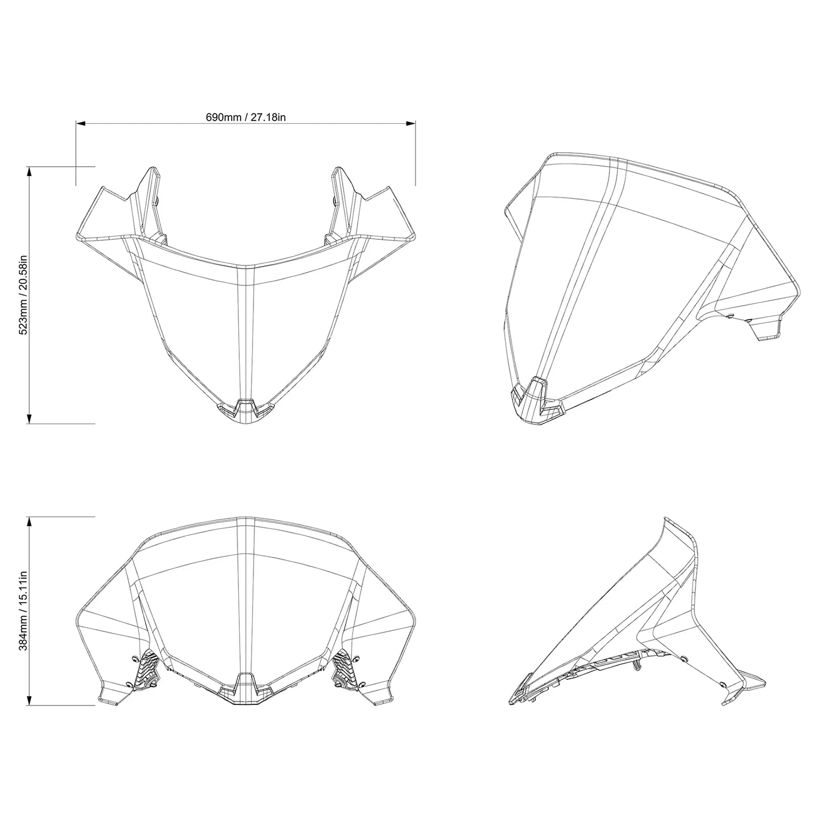 Ski-Doo One-Piece Sport Medium Windshield