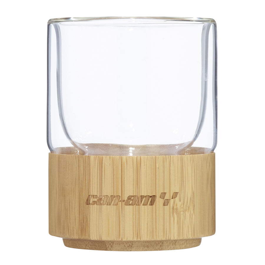 Can-Am On-Road Double Wall Glass Cup with Bamboo Bottom